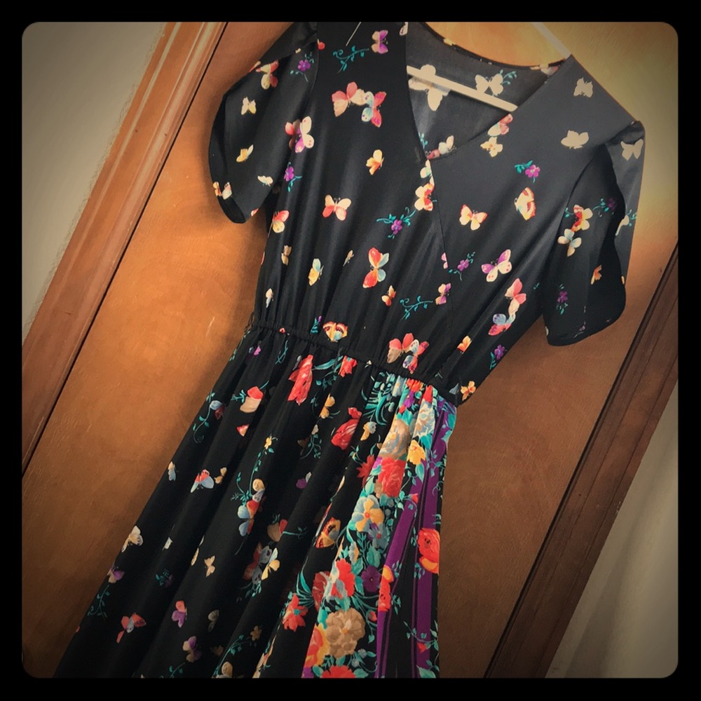 Vintage Floral Butterfly Dress